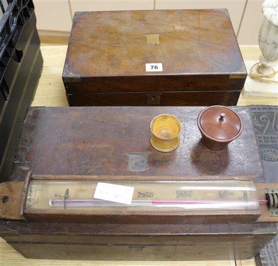 Two writing boxes and thermometer, etc.